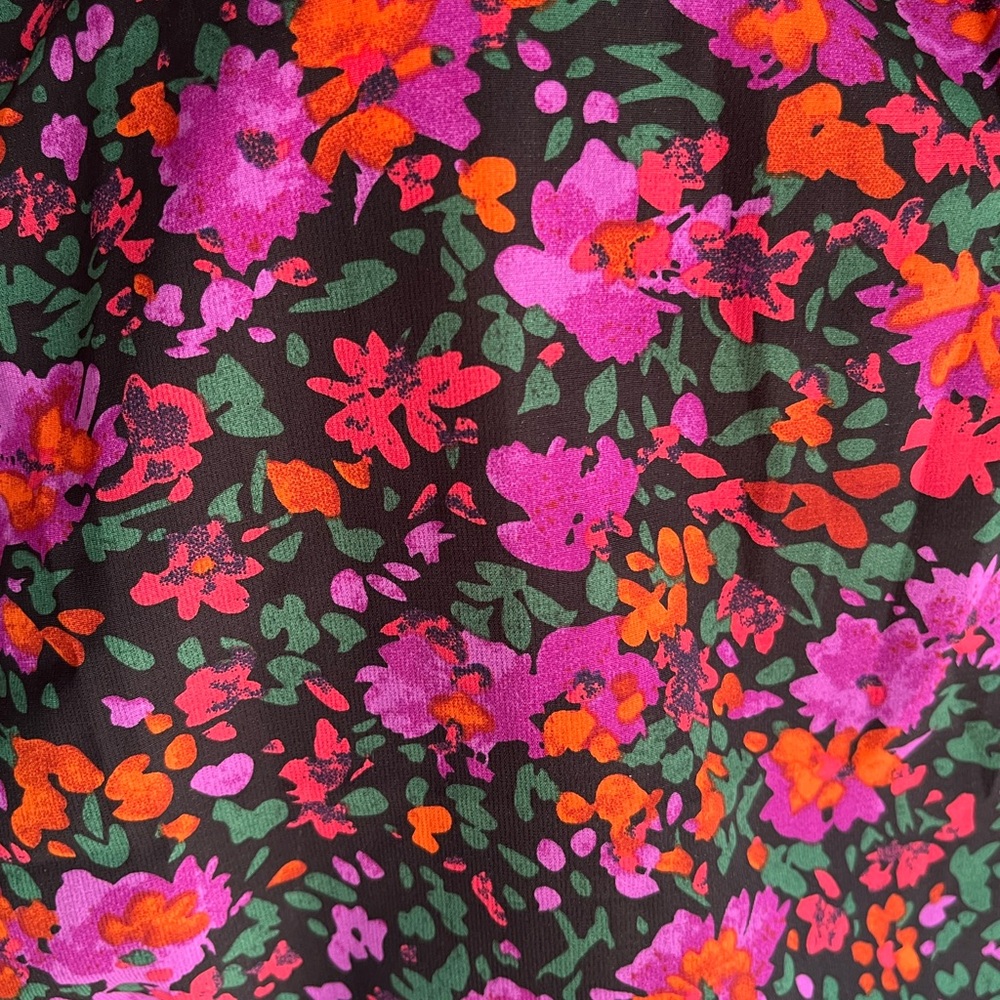 Floral Sleeveless Skort Set in Black with Pink & Orange Flowers - Picture 6 of 7
